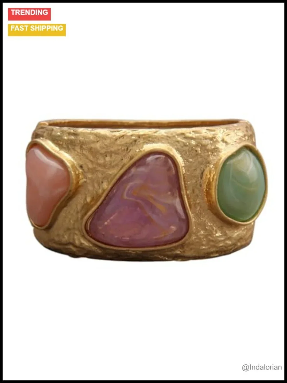 Chunky Gold Cuff Bracelet for Women Statement Open Bangle Adjustable